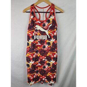 PUMA Women's Dress Size Medium Pink Floral Sleeveless Bodycon Flourish Dress